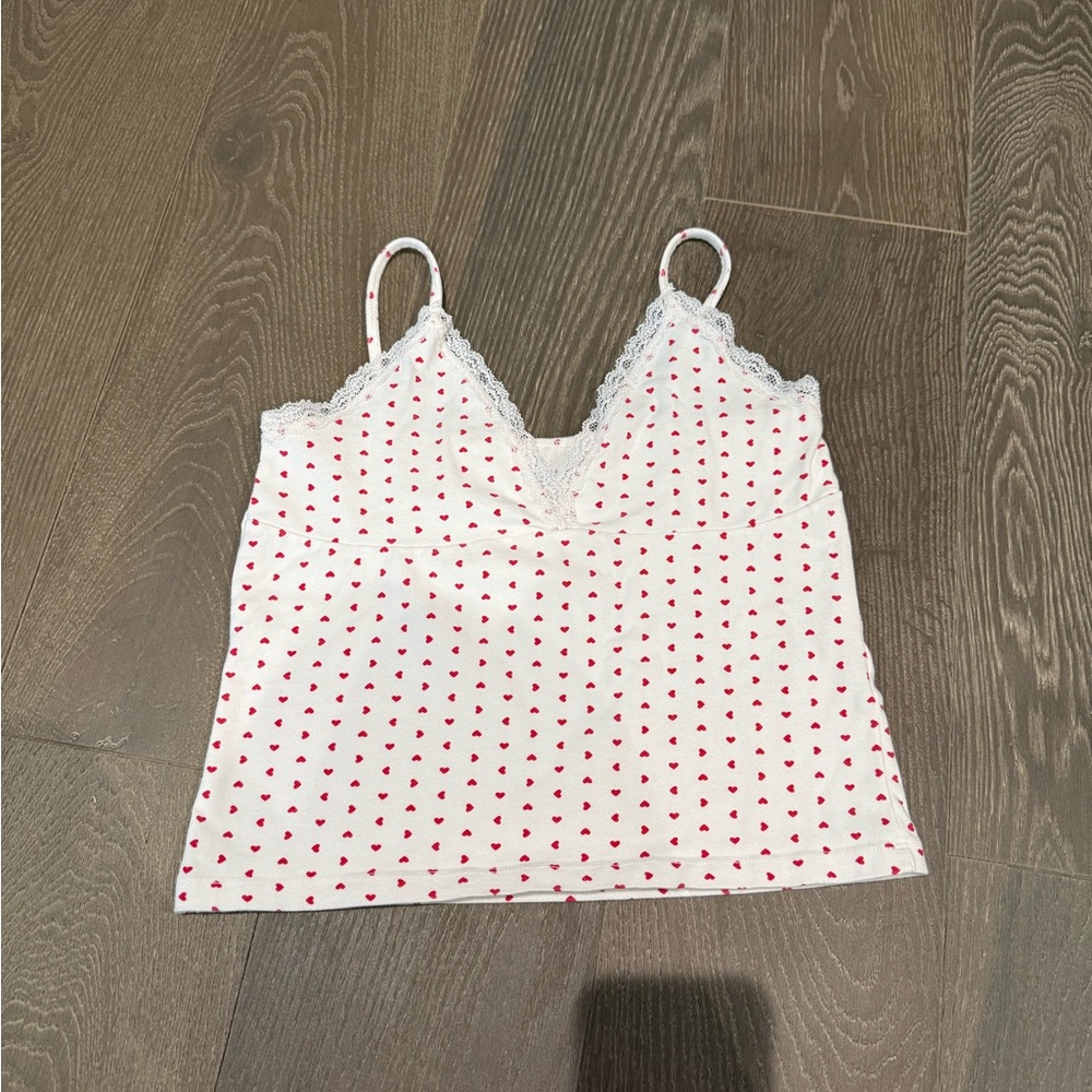 brandy melville AMARA LACE HEARTS TANK